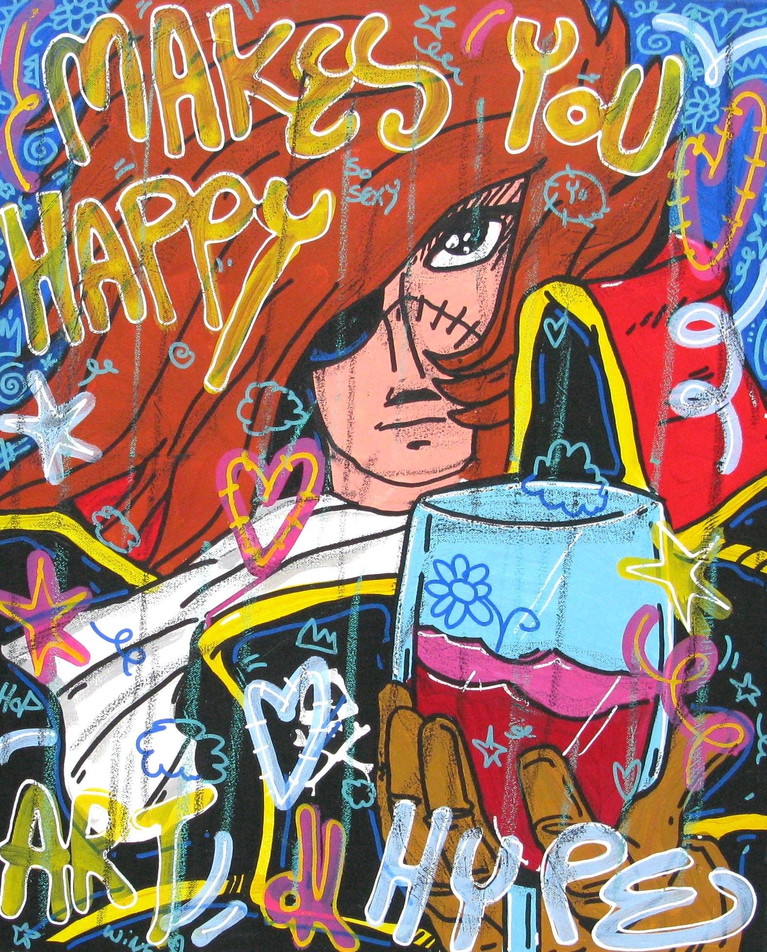 Tableau de RICO SAB a pour titre  makes you happy style street pop art, street art dim : RICO SABprix:290