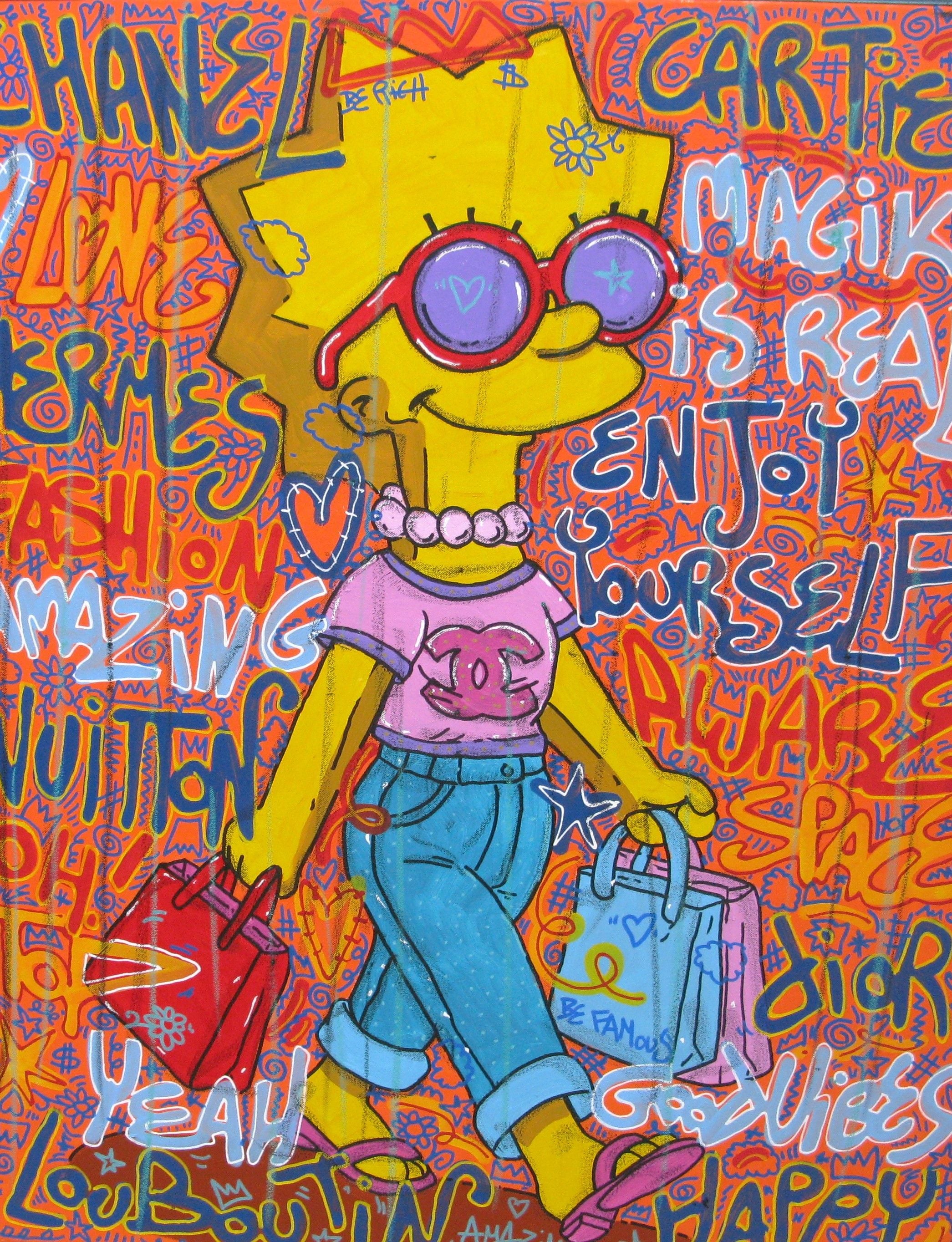 Tableau de RICO SAB a pour titre  Chanel girl style street pop art, street art dim : RICO SABprix:800