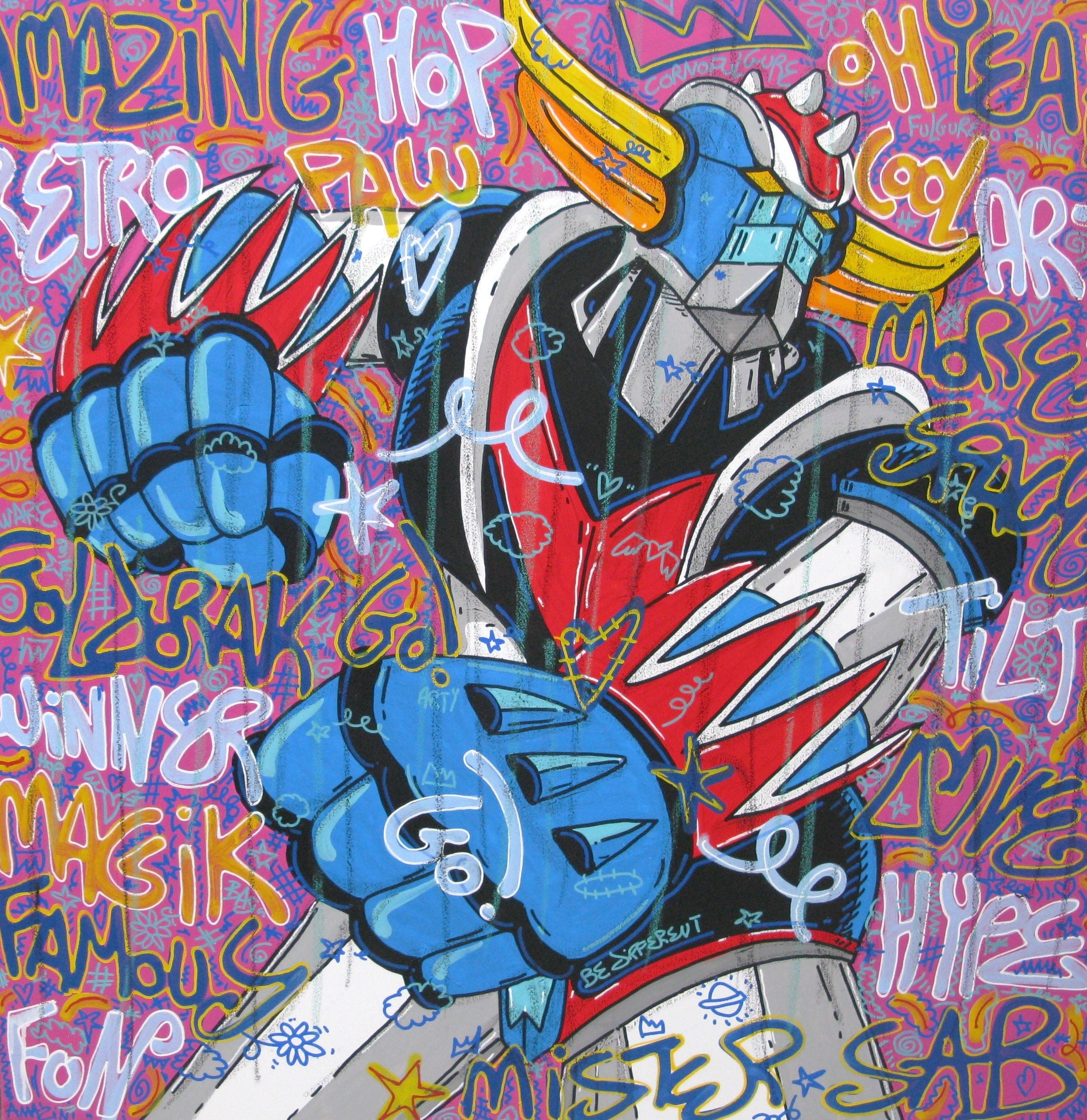 Tableau de RICO SAB a pour titre  Go go go Goldorak style street pop art, street art dim : RICO SABprix:950