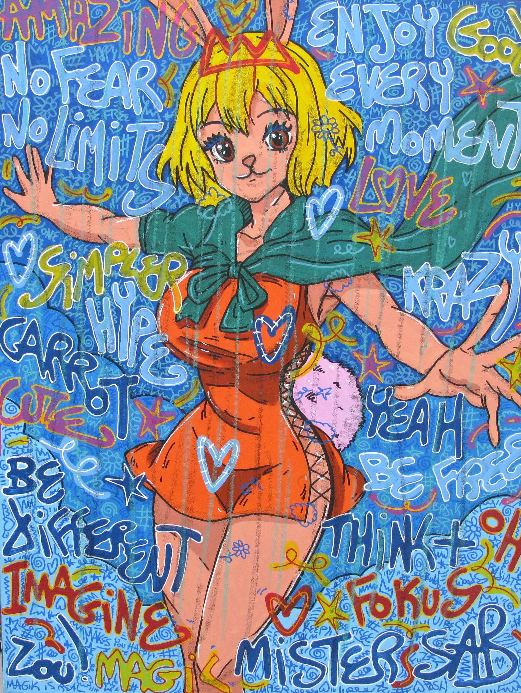 Tableau de RICO SAB a pour titre  Hey carrot style street pop art, street art dim : RICO SABprix:950