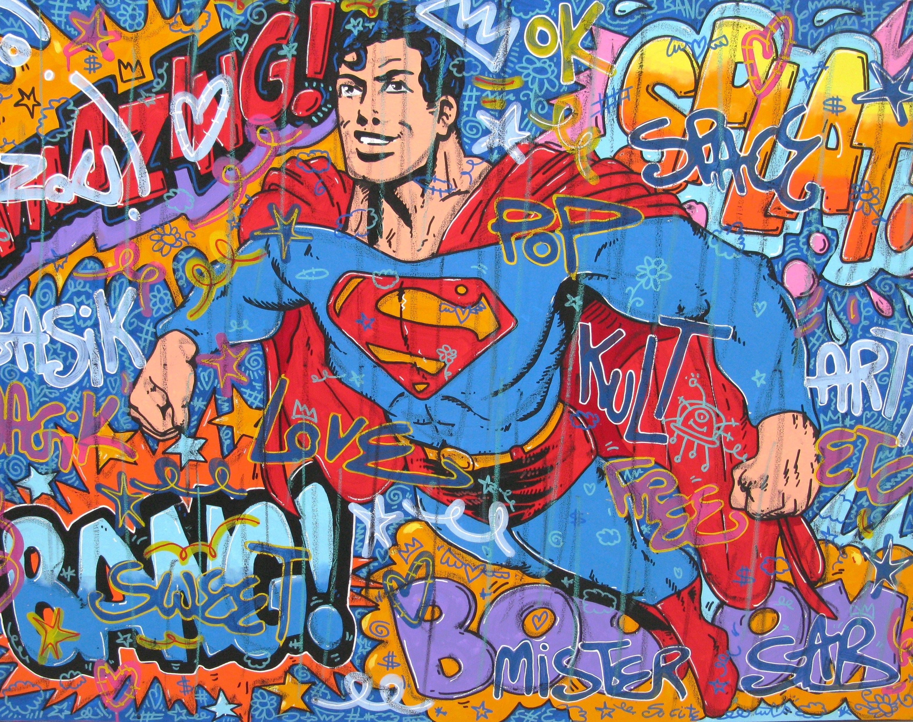 Tableau de RICO SAB a pour titre  Superman style street pop art, street art dim : RICO SABprix:1350