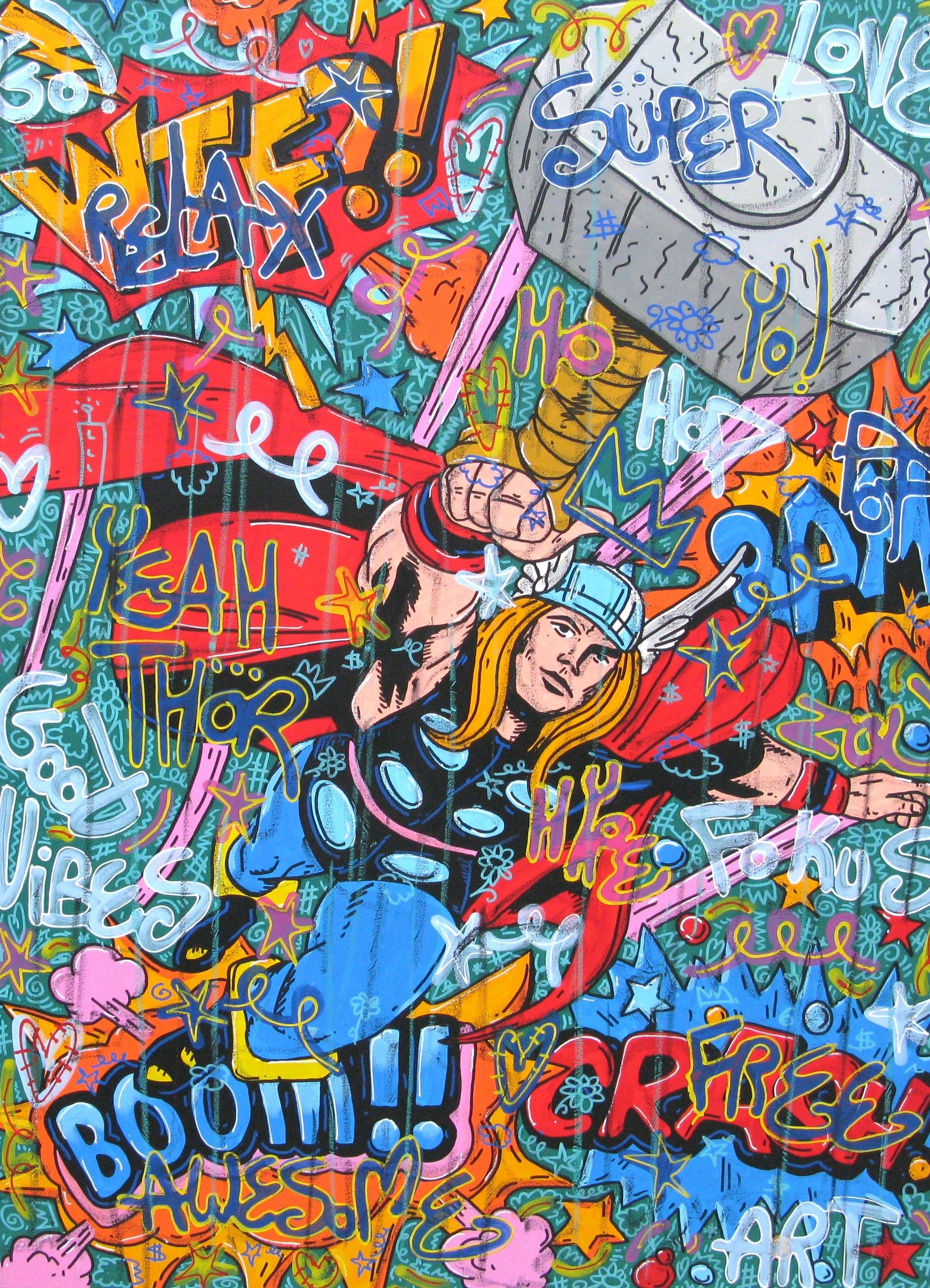 Tableau de RICO SAB a pour titre  Thor yeah style street pop art, street art dim : RICO SABprix:1350