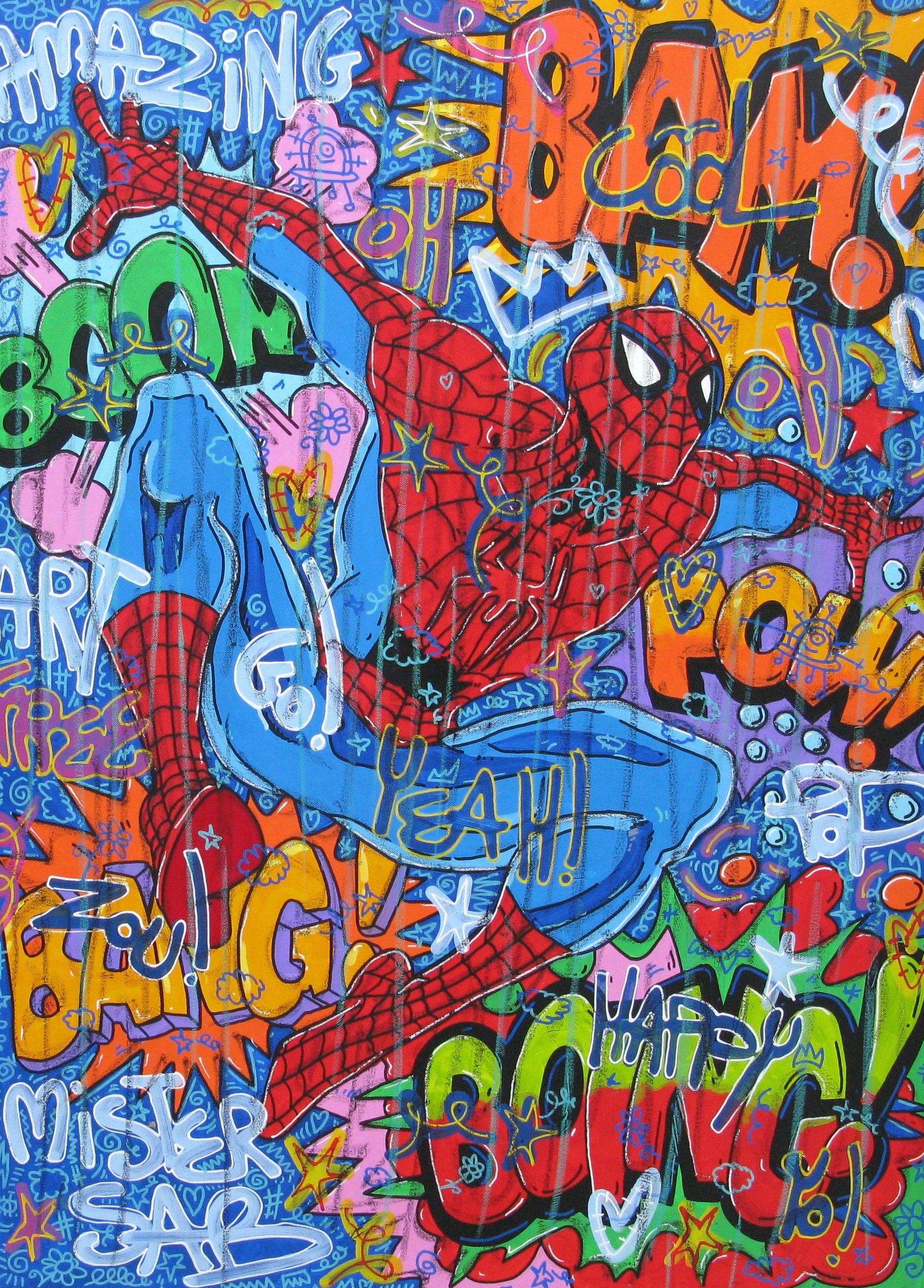 Tableau de RICO SAB a pour titre  Spiderman style street pop art, street art dim : RICO SABprix:1350