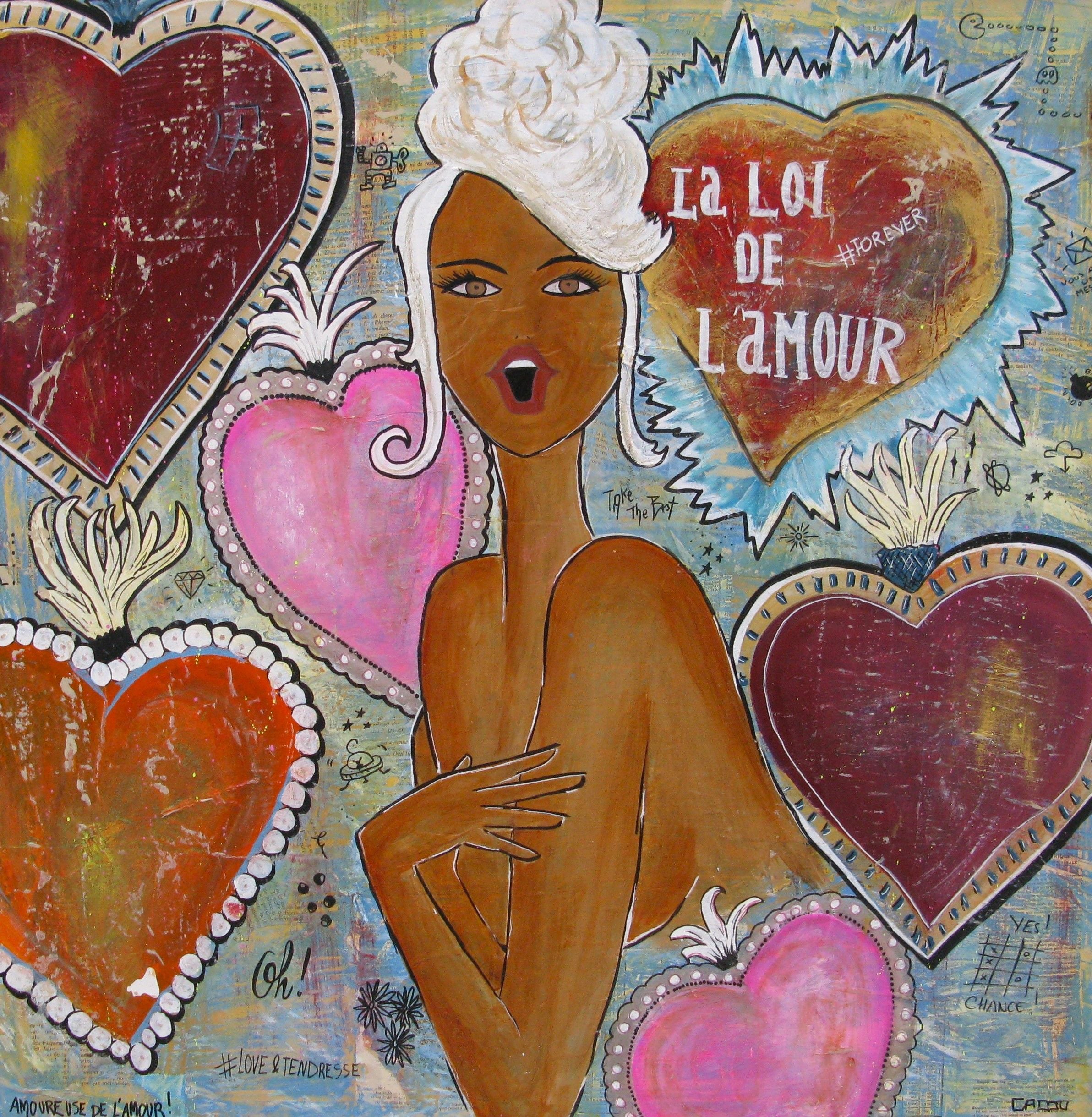 Tableau de CACOU a pour titre  LA LOI DE L'AMOUR style graphique dim : CACOUprix:550