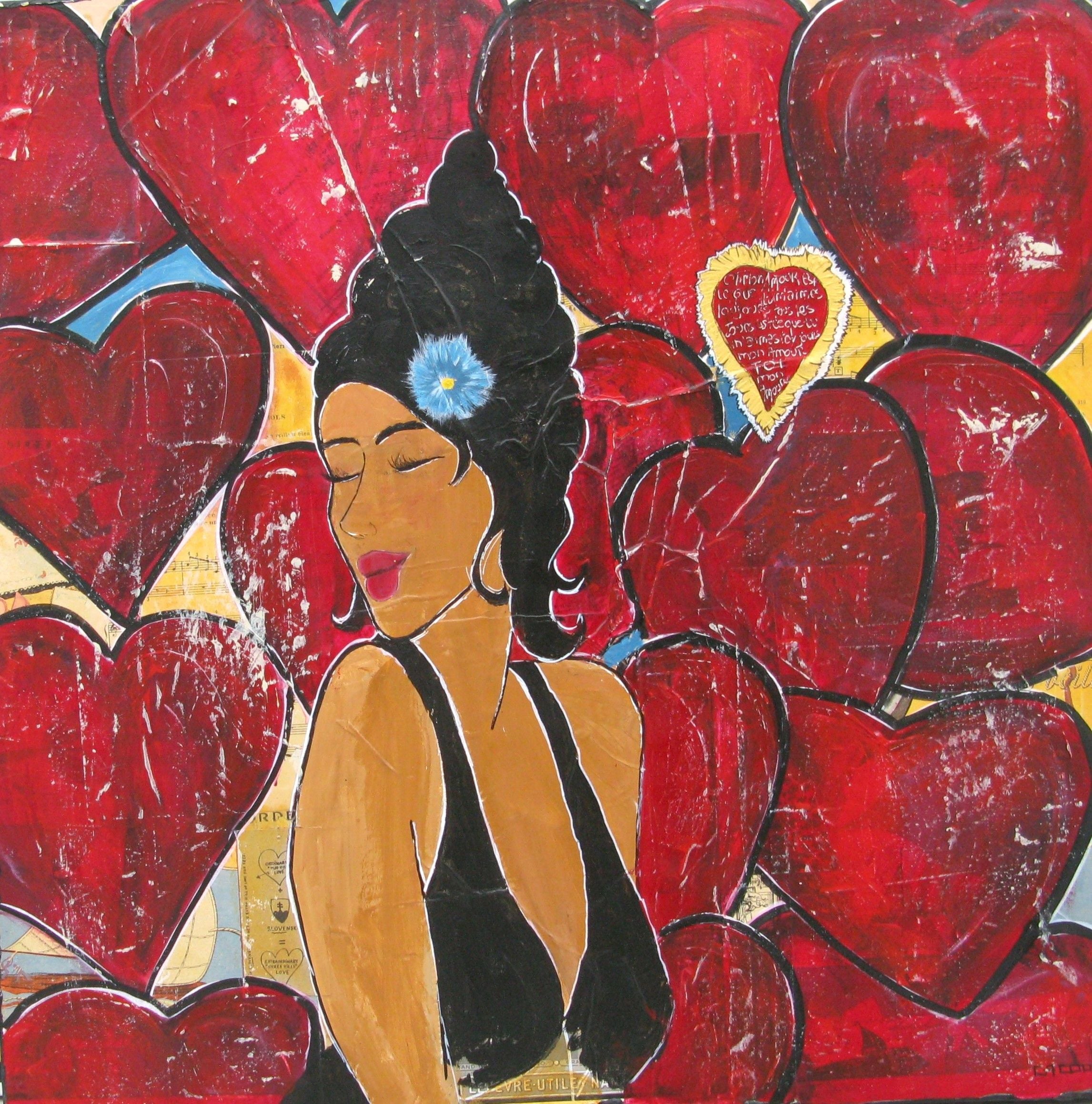 Tableau de CACOU a pour titre  MON AMOUR style graphique dim : CACOUprix:550