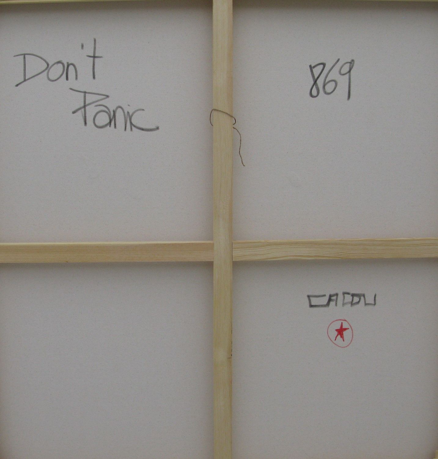 Tableau de CACOU a pour titre  DON'T PANIC style graphique dim : CACOUprix:850