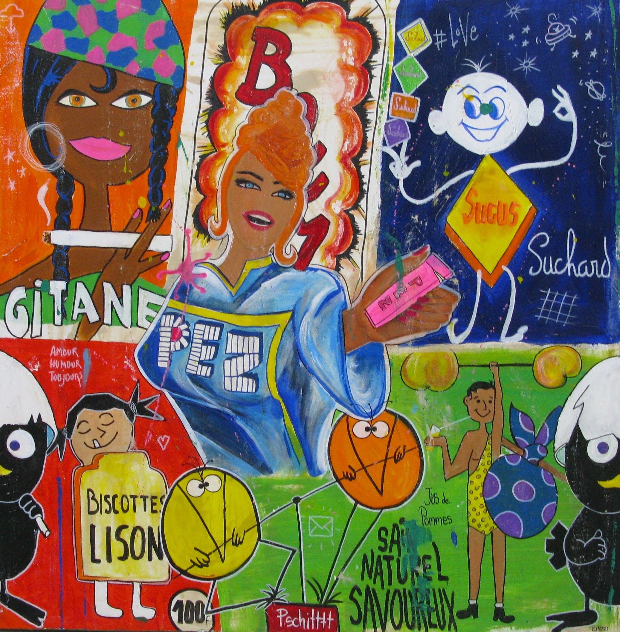 Tableau de CACOU a pour titre  PEZ style graphique dim : CACOUprix:850