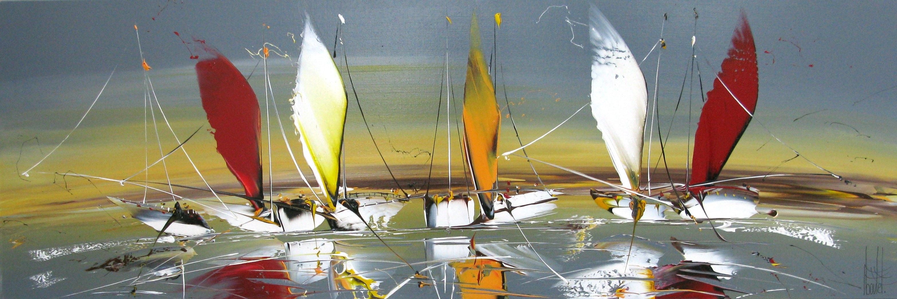 Tableau de F. BOUTET a pour titre  MARINE ABSTRAITE 74 style figuratif dim : F. BOUTETprix:900