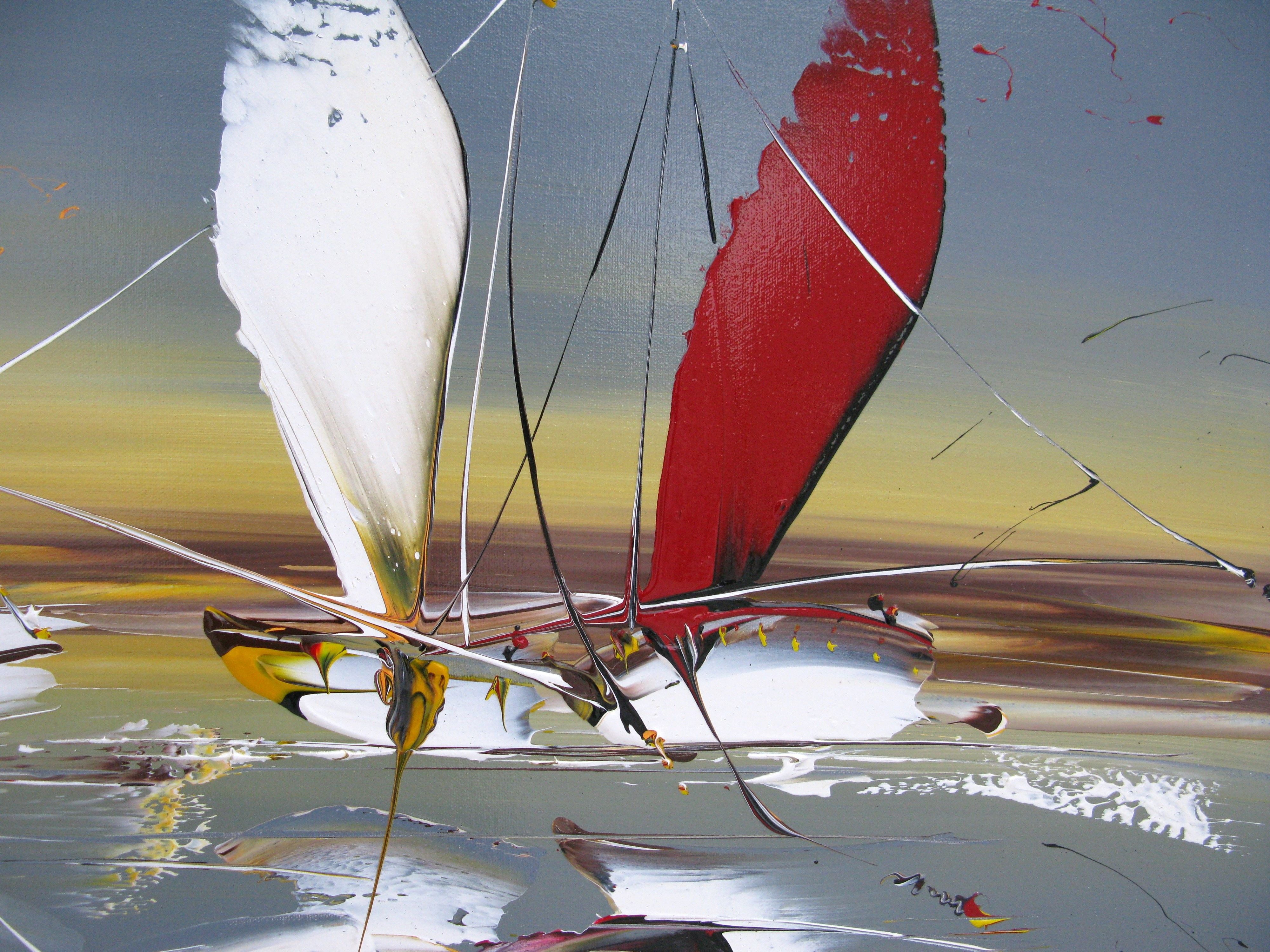 Tableau de F. BOUTET a pour titre  MARINE ABSTRAITE 74 style figuratif dim : F. BOUTETprix:900