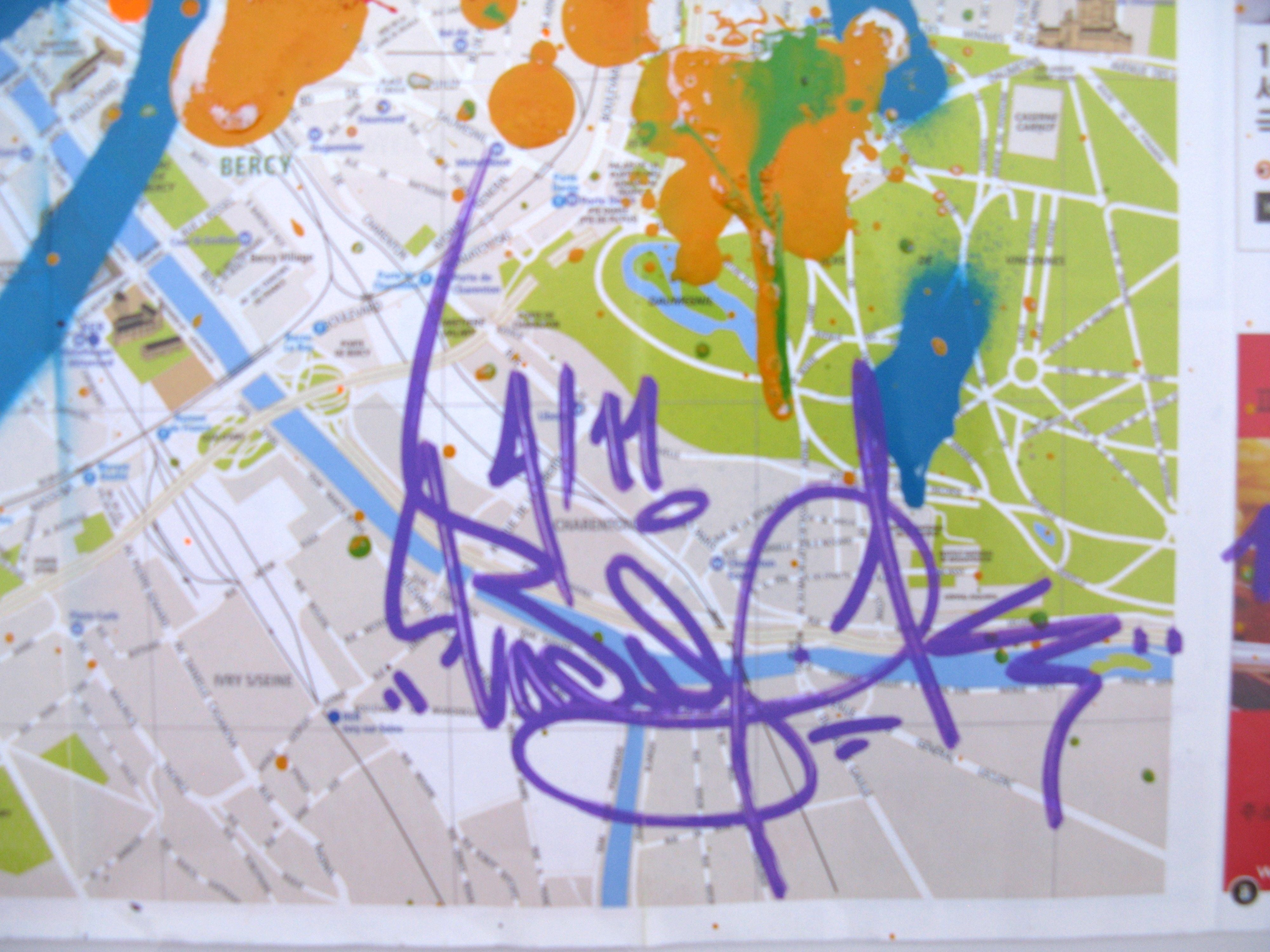 Dessin de LADY K a pour titre  LADY K SUR PARIS style graffiti, street art dim : LADY Kprix:180