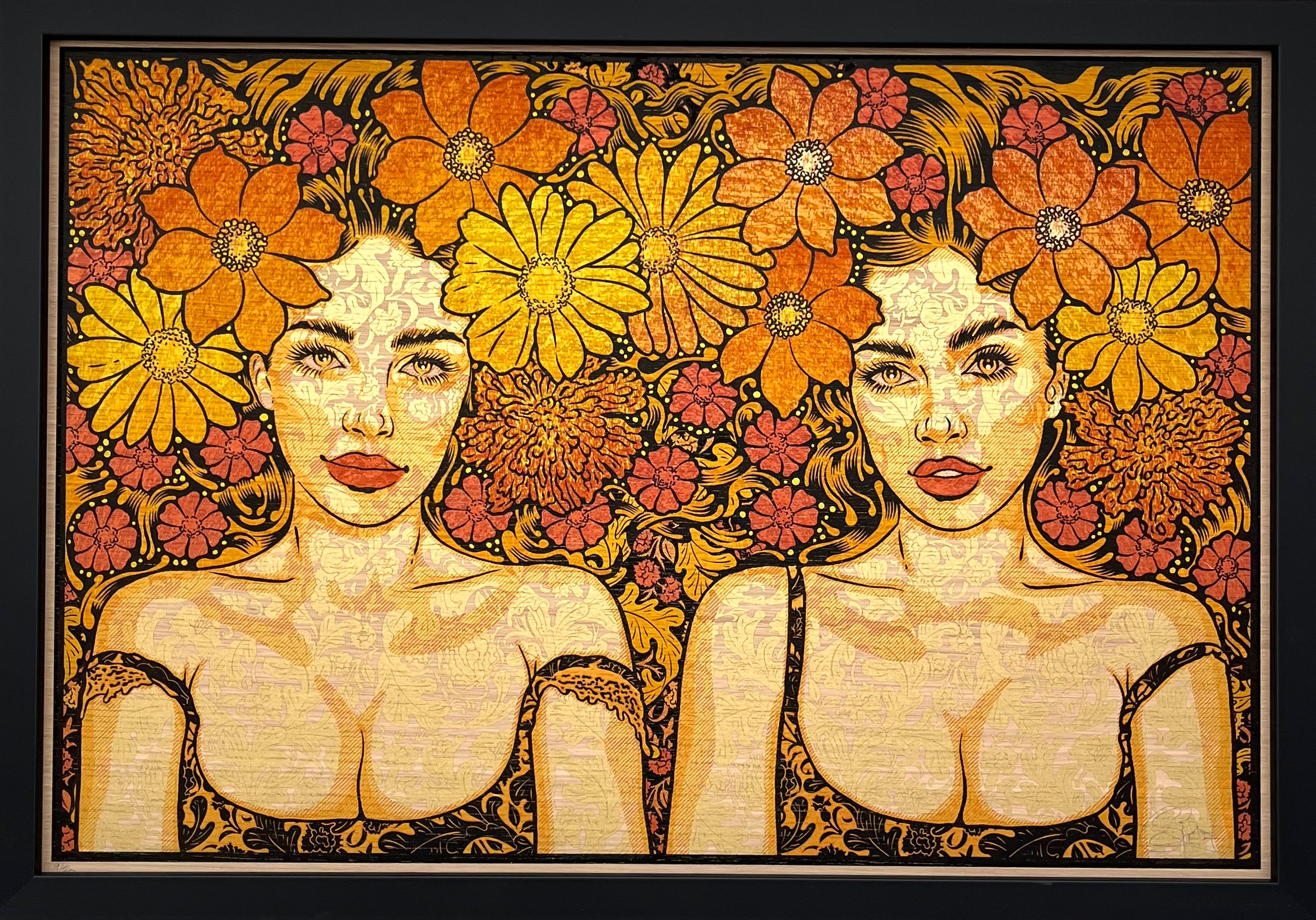 TWIN SISTERS wood panel