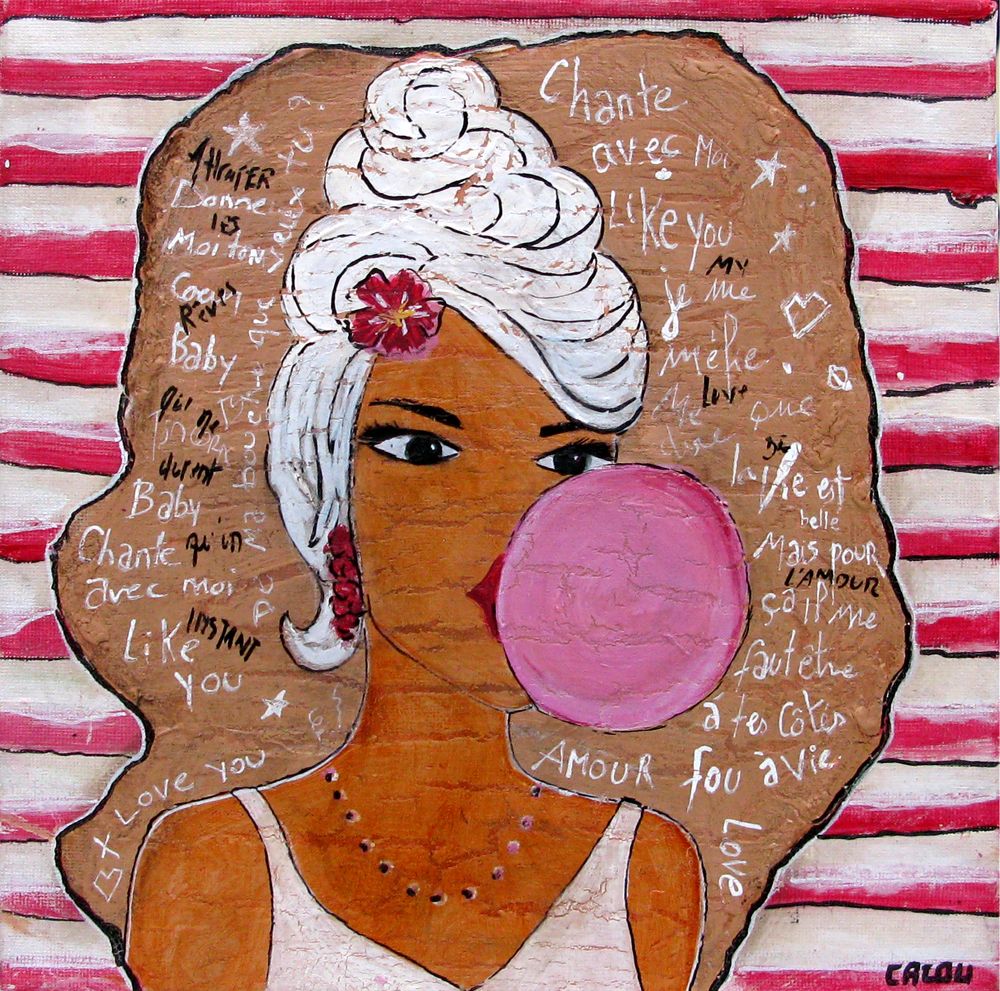 Tableau de CACOU a pour titre  MISS BULLE BIS style graphique dim : CACOUprix:100
