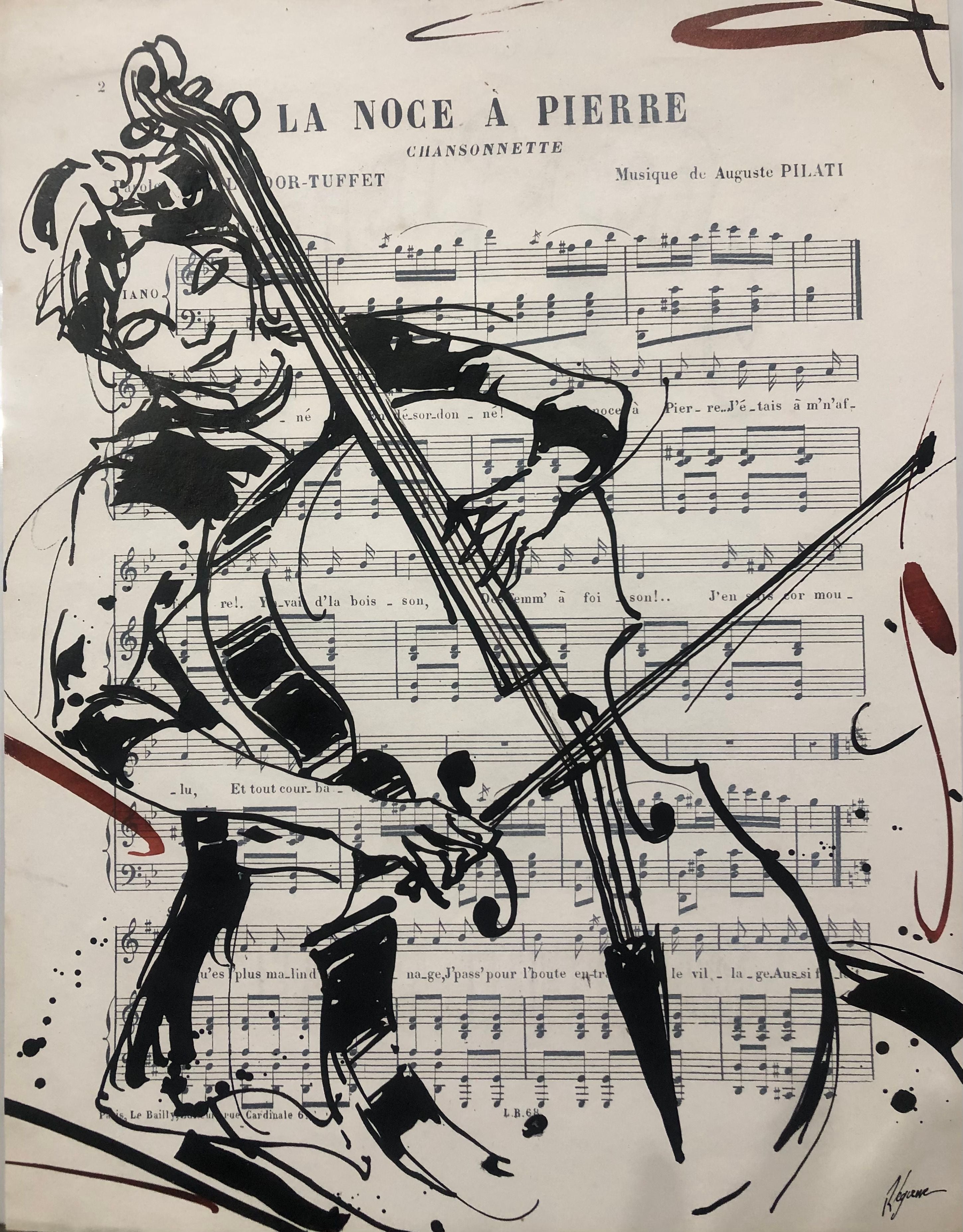 Dessin de CYRIL REGUERRE a pour titre  VIOLONCELLE 2 style no dim : CYRIL REGUERREprix:90