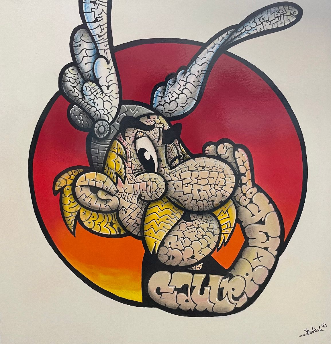 Tableau de BLACH a pour titre  URC Astérix style graffiti, street art dim : BLACHprix:550