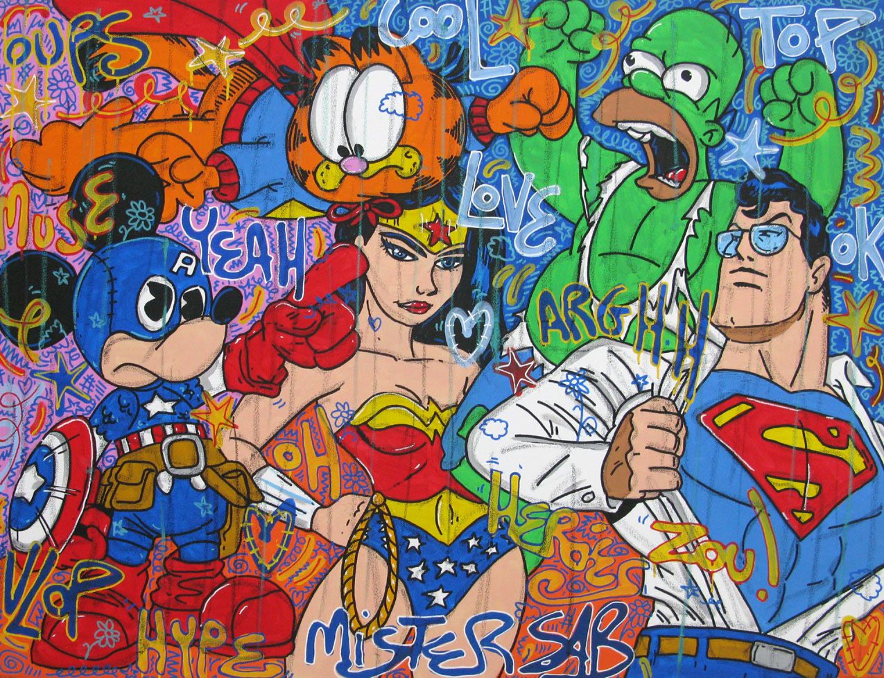 Tableau de RICO SAB a pour titre  COOL HEROES style street pop art dim : RICO SABprix:900