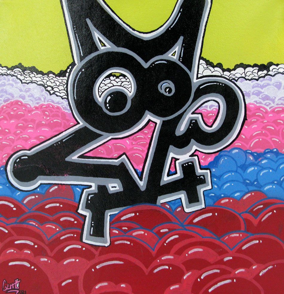 Tableau de GUTI a pour titre  COULEUR MON AMOUR style street art dim : GUTIprix:150