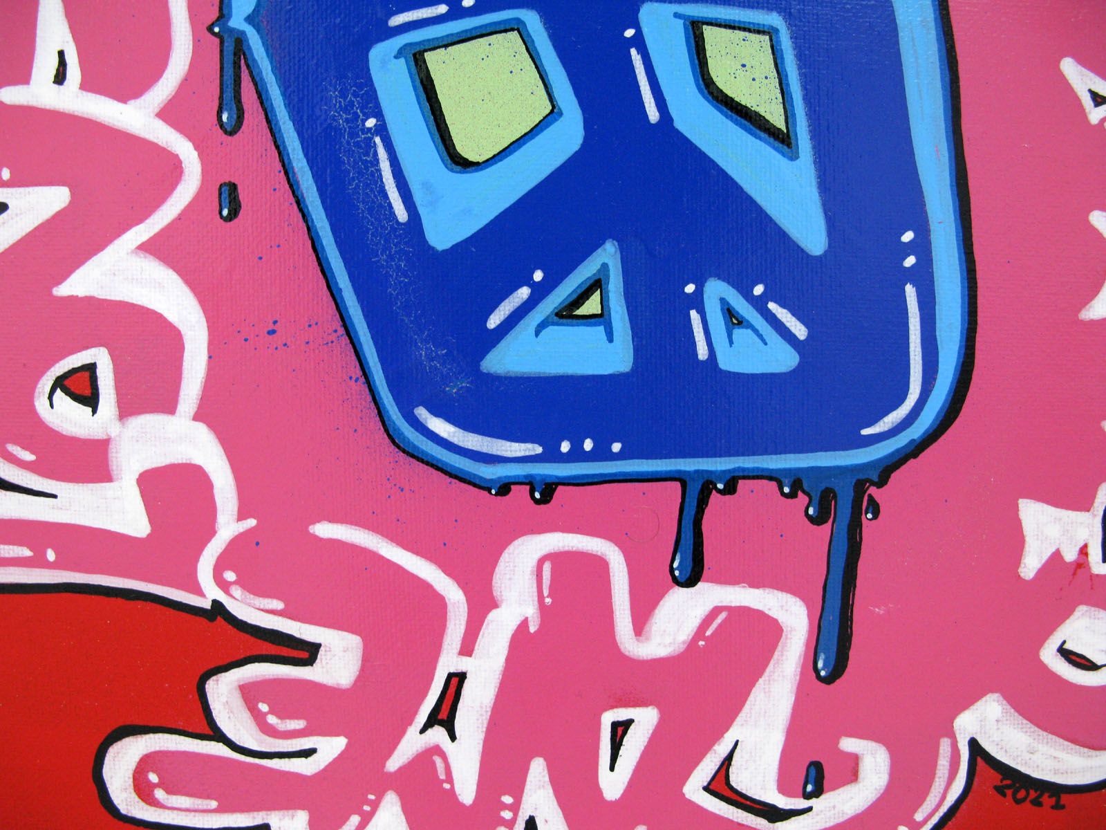 Tableau de GUTI a pour titre  CARREMENT PEACE style street art dim : GUTIprix:150