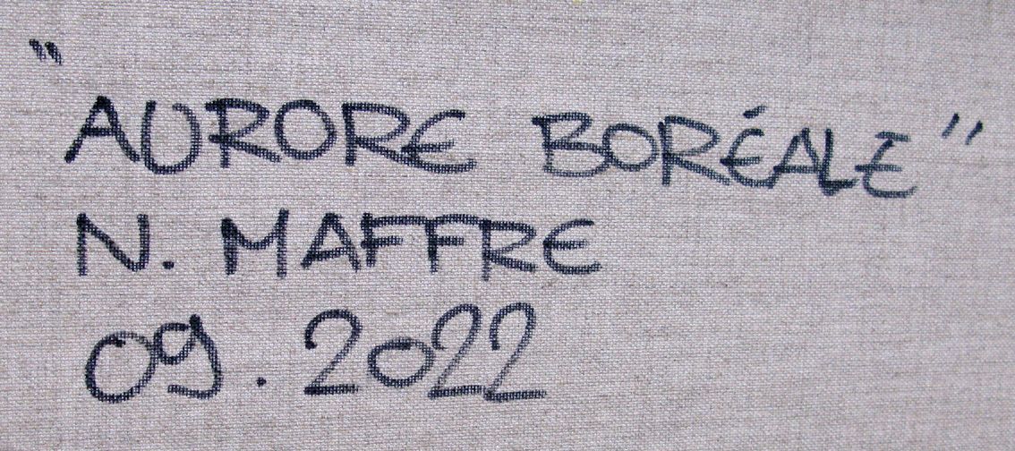 Tableau de N MAFFRE a pour titre  AURORE BOREAL style abstrait dim : N MAFFREprix:2100