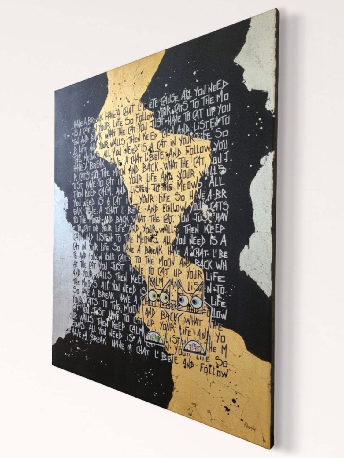 Tableau de Stephanie Godann a pour titre  You're my one cat style street art dim : Stephanie Godannprix:1000