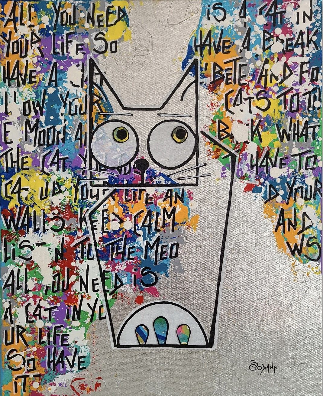 Tableau de Stephanie Godann a pour titre  May I have your attention please style street art dim : Stephanie Godannprix:410