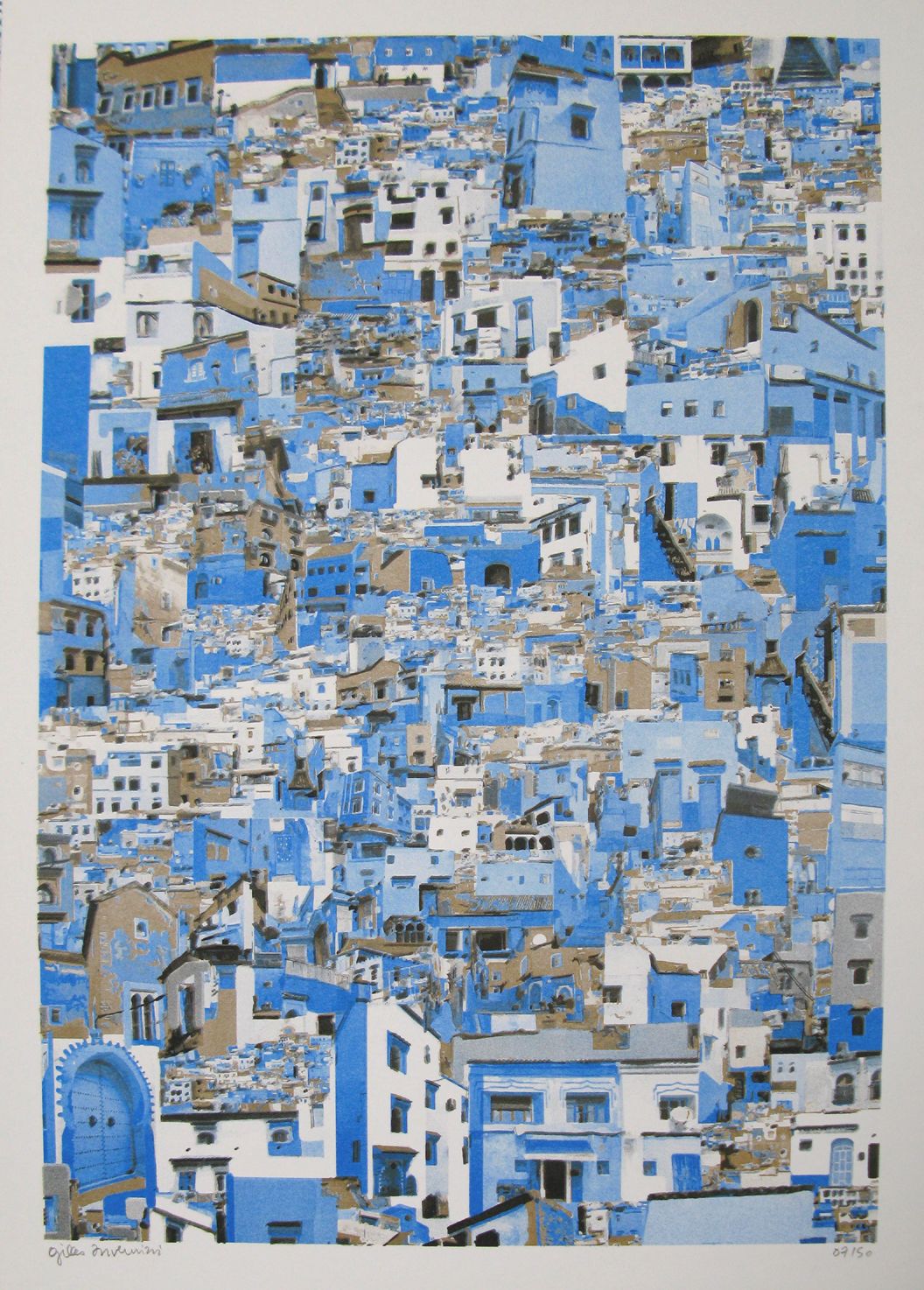 Editions d'art de GILLES INVERNIZZI a pour titre  LES MAISONS DE CHEFCHAOUEN style graphique dim : GILLES INVERNIZZIprix:80