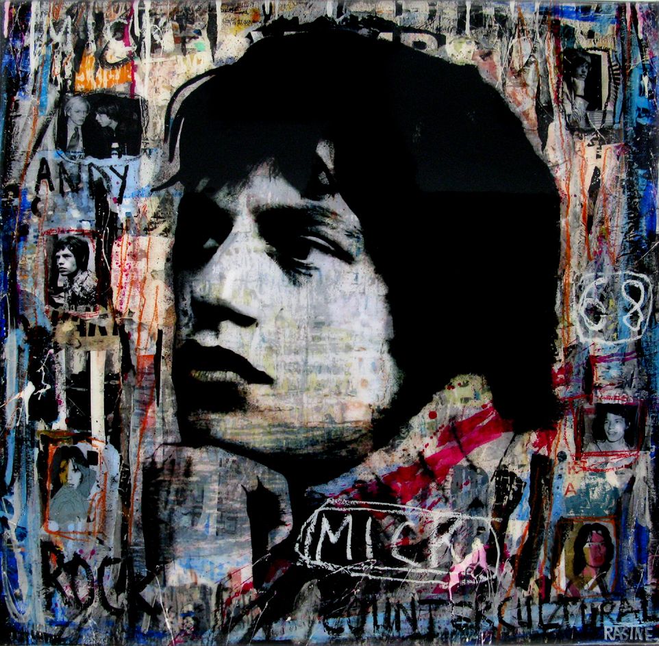 Tableau de THIERRY RASINE a pour titre  Mick 1968 style street pop art dim : THIERRY RASINEprix:1200
