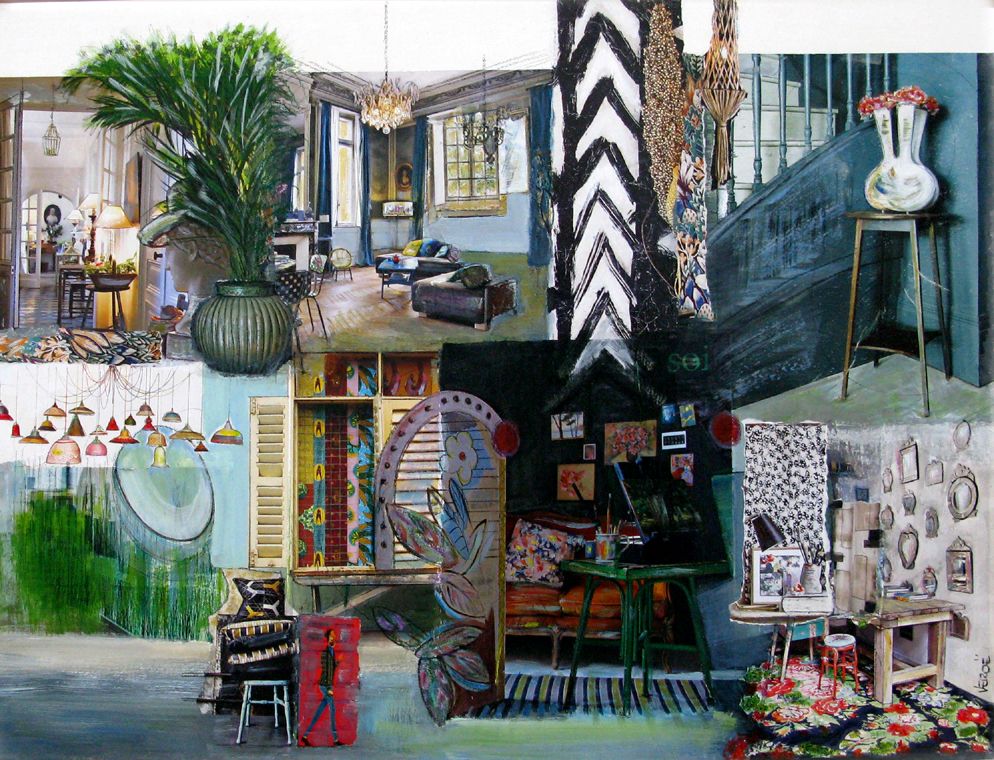 Tableau de VEROE a pour titre  Tentures et peintures style figuratif dim : VEROEprix:400