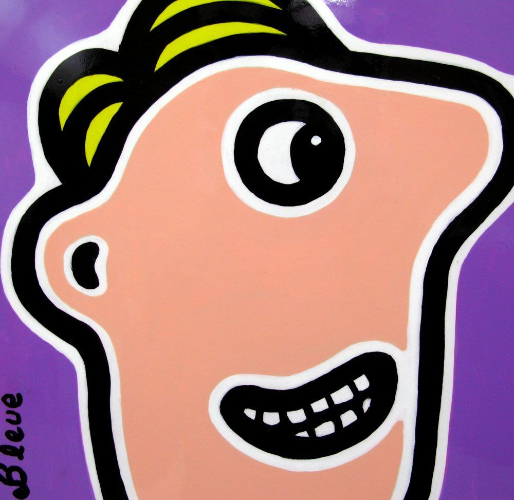 Tableau de MOUSTACHE BLEUE a pour titre  On est les meilleurs style figuratif dim : MOUSTACHE BLEUEprix:600