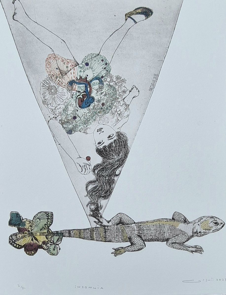 Dessin de ATSUKO ISHII a pour titre  INSOMNIA style figuratif dim : ATSUKO ISHIIprix:130