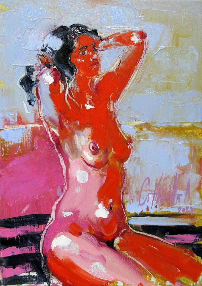 Tableau de OLENA SINIUHINA a pour titre  Ilona style figuratif dim : OLENA SINIUHINAprix:220
