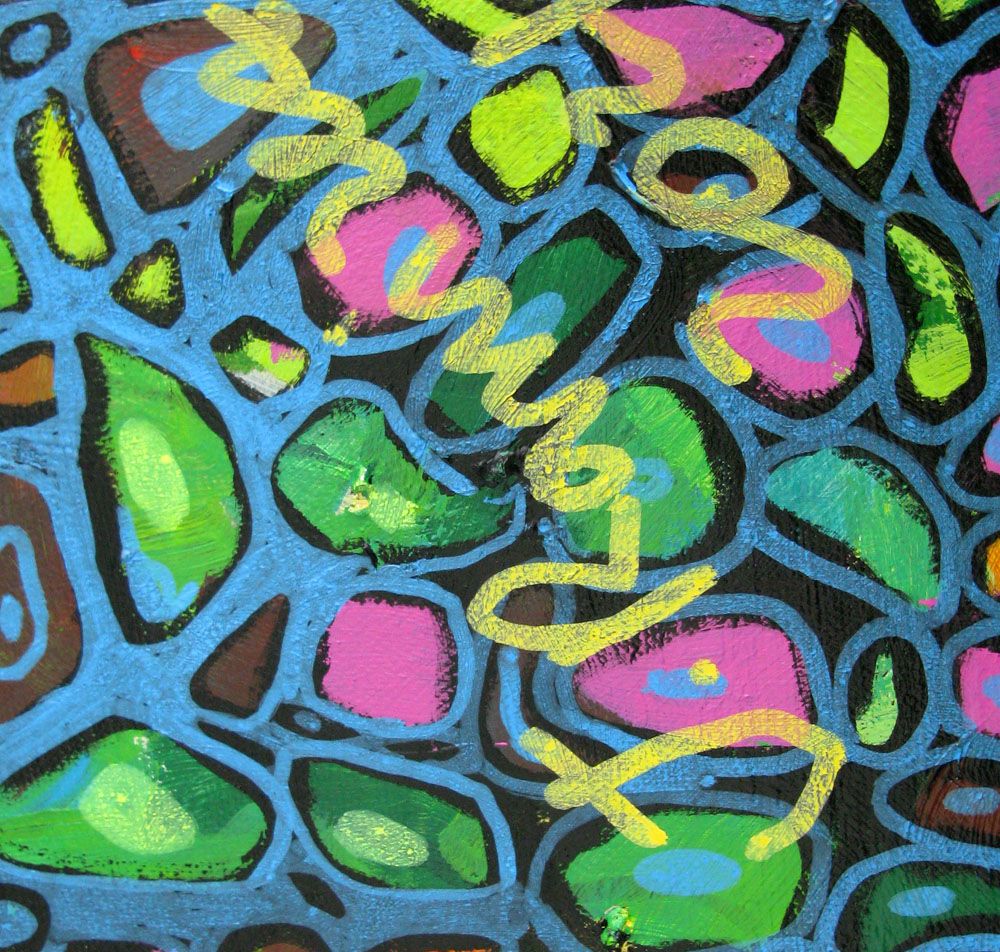 Tableau de JAVIER RAMIREZ a pour titre  MICROMONDE 1 style abstrait dim : JAVIER RAMIREZprix:800