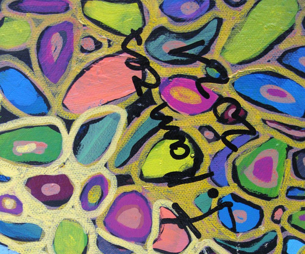 Tableau de JAVIER RAMIREZ a pour titre  MICROMONDE 2 style abstrait dim : JAVIER RAMIREZprix: