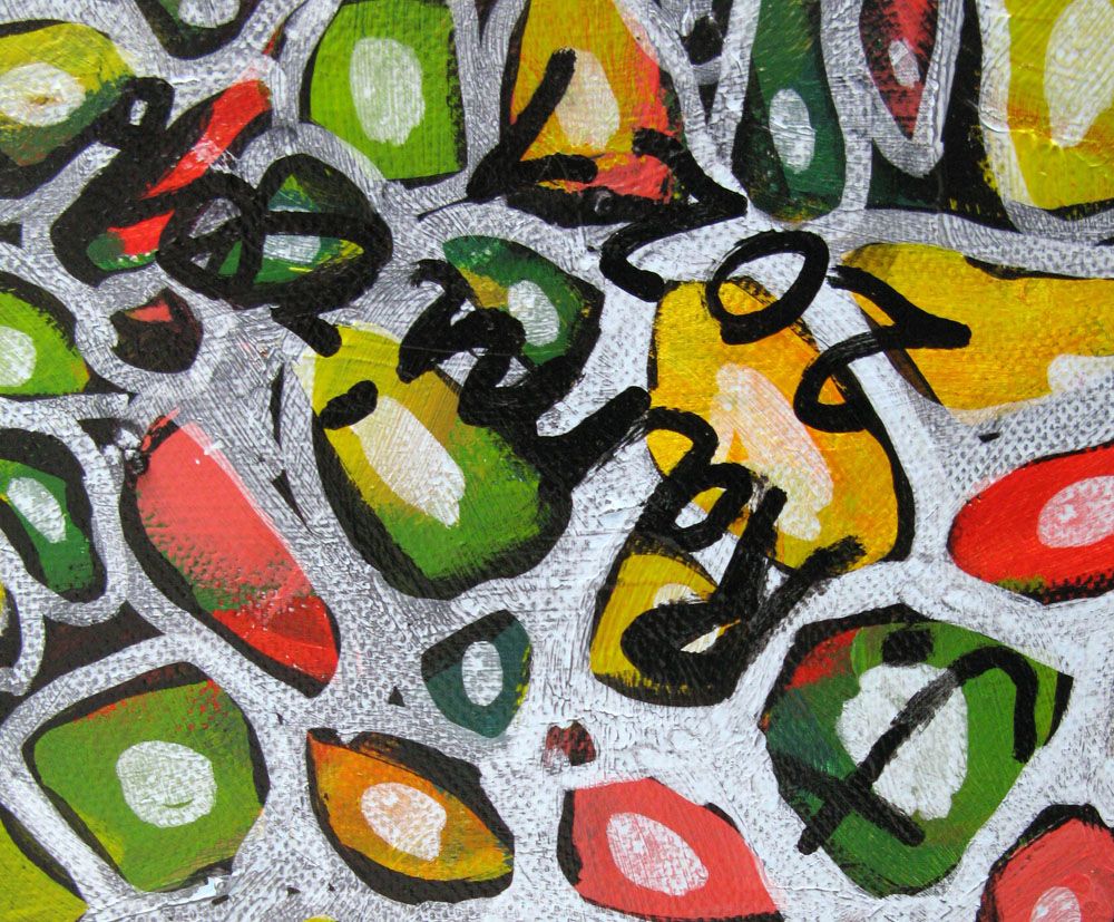 Tableau de JAVIER RAMIREZ a pour titre  MICROMONDE 4 style abstrait dim : JAVIER RAMIREZprix: