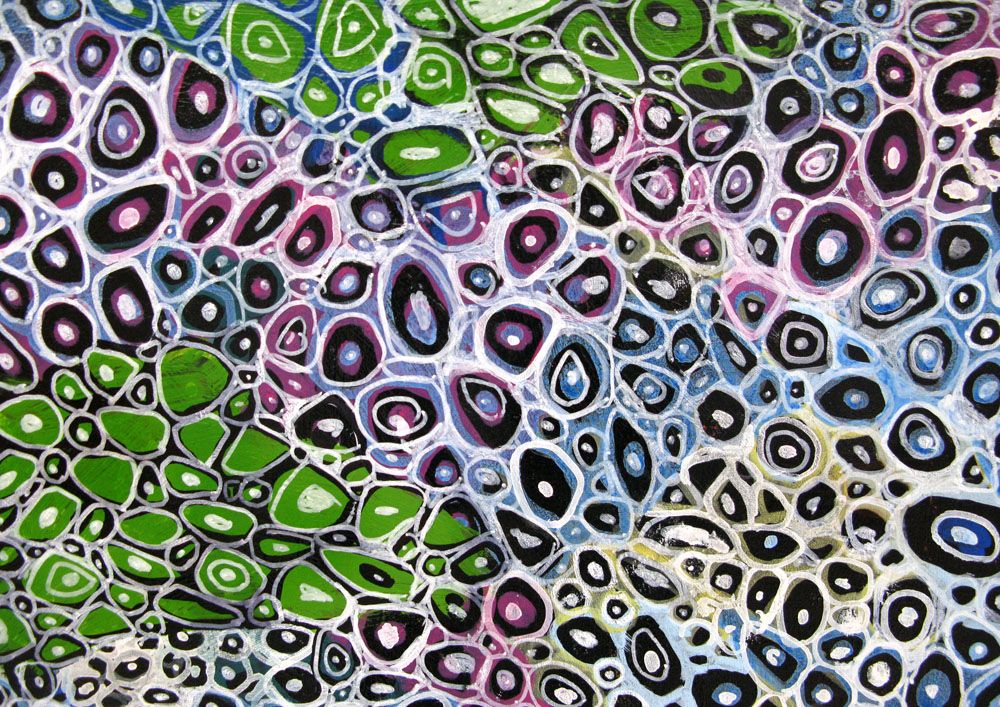 Tableau de JAVIER RAMIREZ a pour titre  MICROCOSMES 18 style abstrait dim : JAVIER RAMIREZprix:
