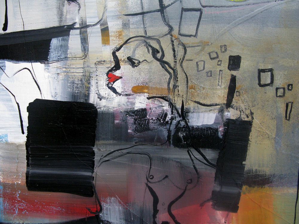 Tableau de JIHEM a pour titre  PENSEES IMBRIQUEE 1 style abstrait dim : JIHEMprix: