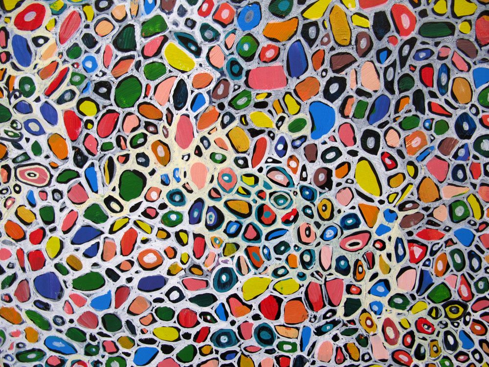 Tableau de JAVIER RAMIREZ a pour titre  MICROMONDE 5 style abstrait dim : JAVIER RAMIREZprix:800