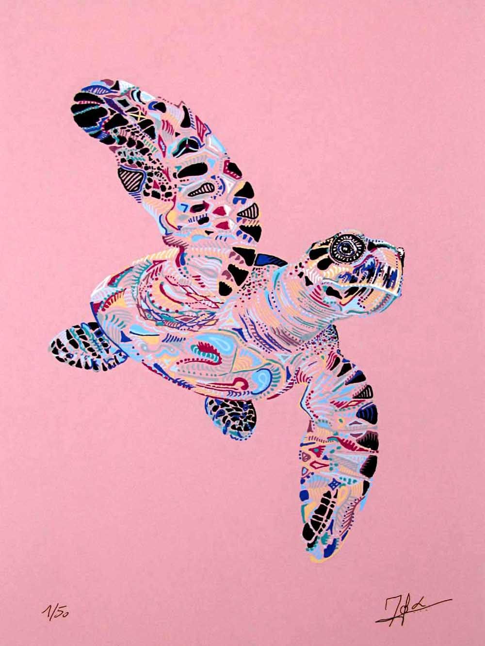Editions d'art de MOX a pour titre  TORTUE style figuratif, graphique dim : MOXprix:40
