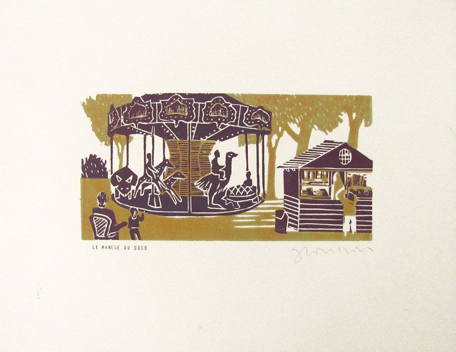 Editions d'art de JULIA CHAUSSON a pour titre  LE MANEGE DU DODO style figuratif dim : JULIA CHAUSSONprix:65