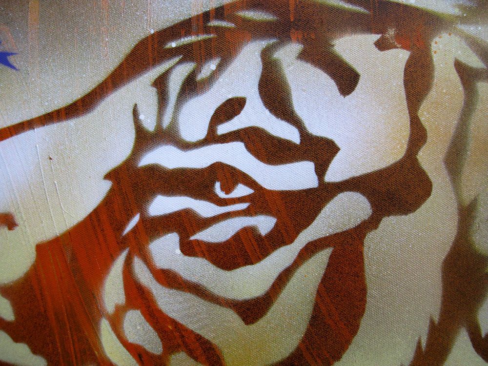 Tableau de KARO TRASS a pour titre  REVE D'UN CHAT style street pop art, street art dim : KARO TRASSprix:300