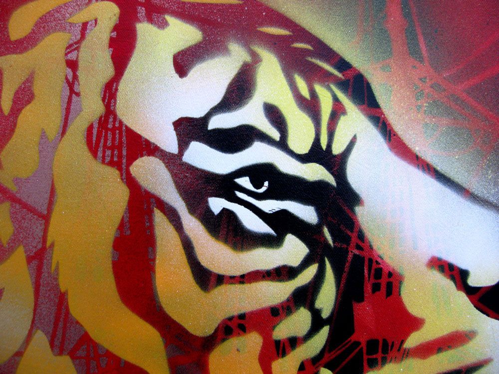 Tableau de KARO TRASS a pour titre  CHAVOYAGE style street pop art, street art dim : KARO TRASSprix:350