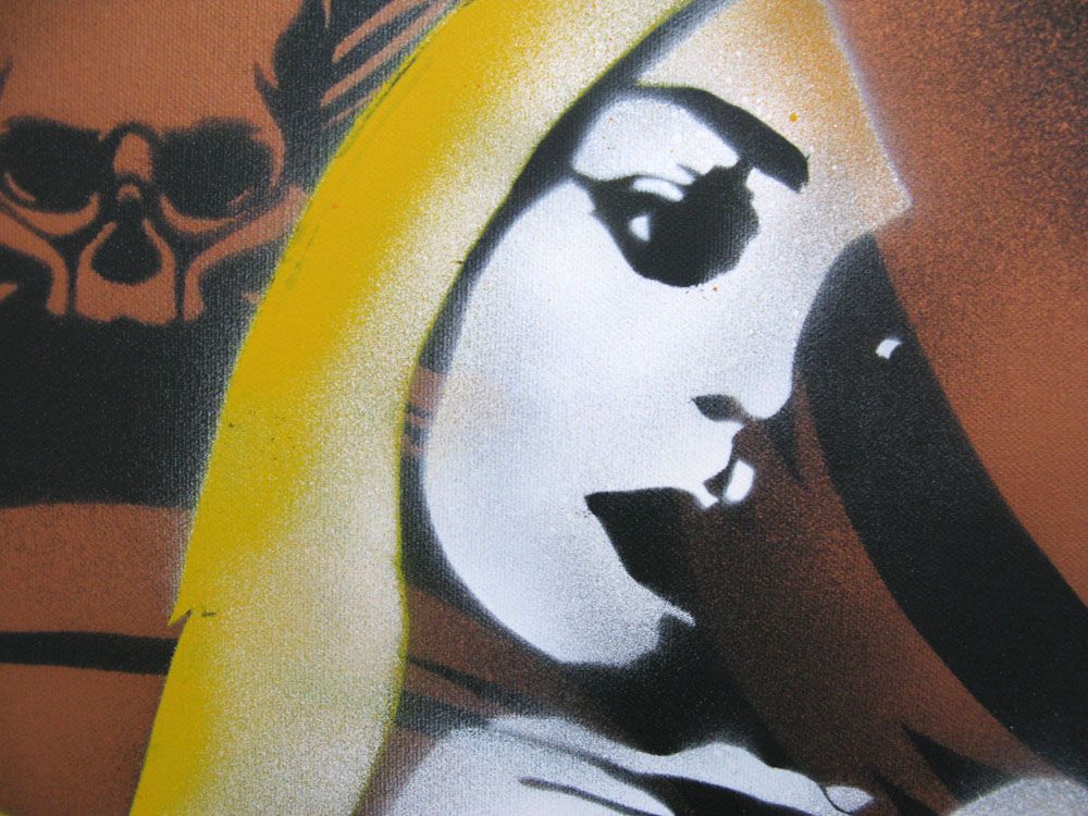 Tableau de KARO TRASS a pour titre  MARGAUX style street pop art, street art dim : KARO TRASSprix:400