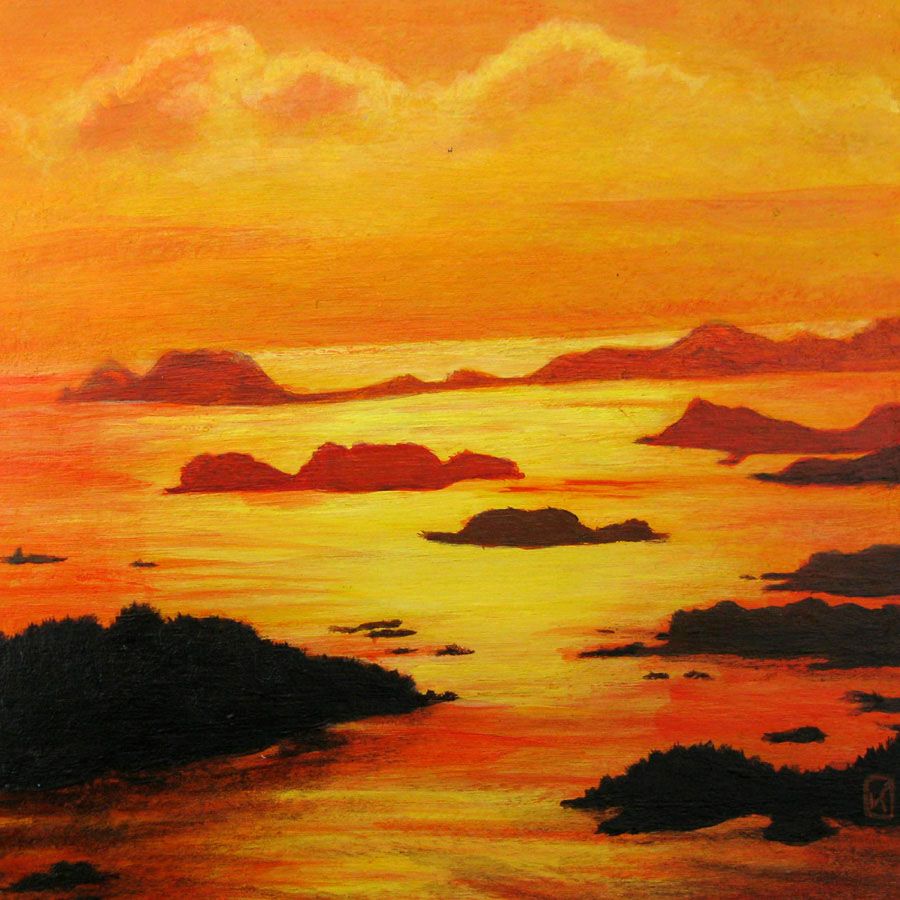 Dessin de KATSUKO KUROYA a pour titre  SUNSET ISLANDS style no dim : KATSUKO KUROYAprix: