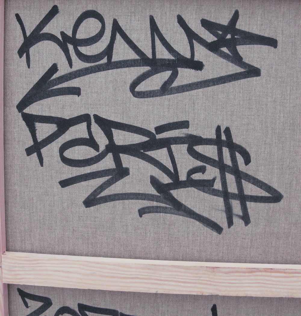 Tableau de KENY a pour titre  FUCK COVID style graffiti, street pop art dim : KENYprix:700