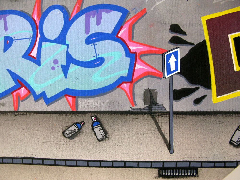 Tableau de KENY a pour titre  THE WALL style graffiti, street art dim : KENYprix:300
