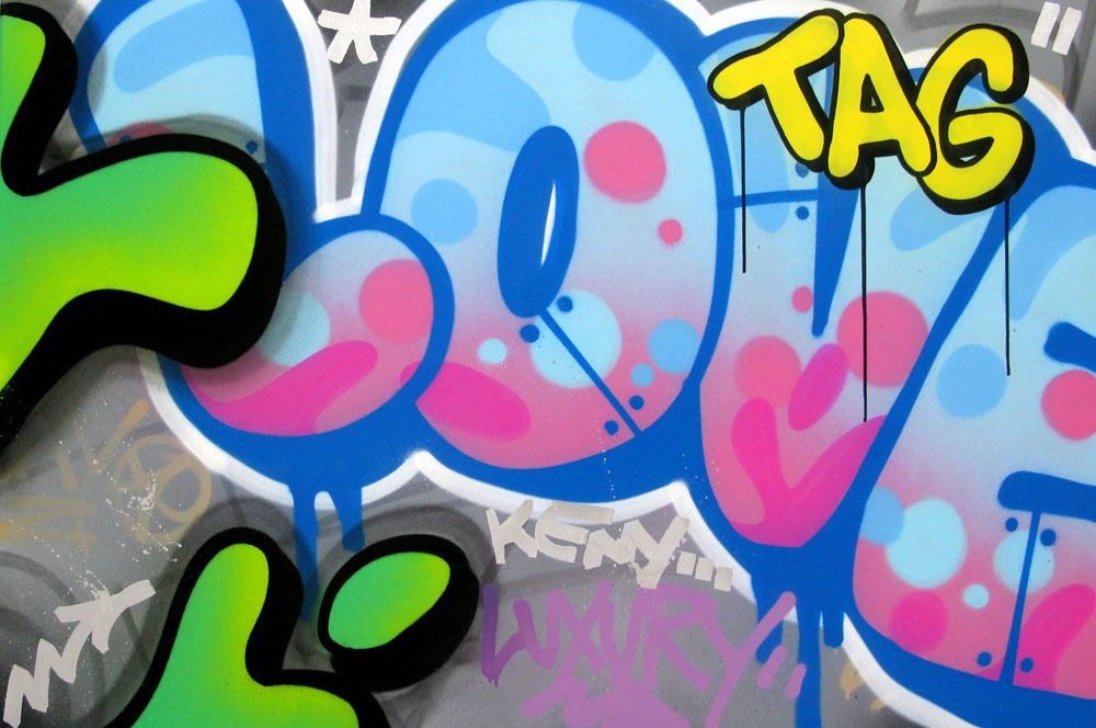 Tableau de KENY a pour titre  TAG style graffiti, street art dim : KENYprix:800