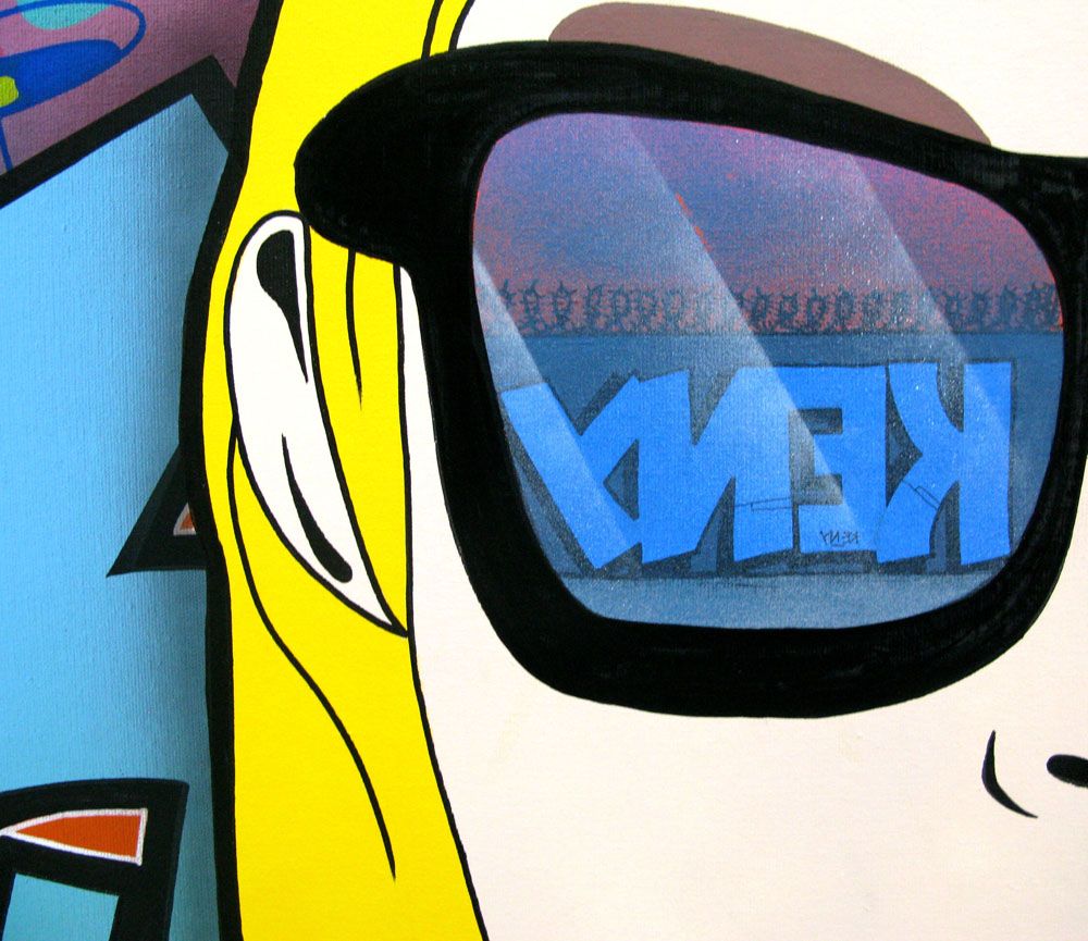Tableau de KENY a pour titre  GIRLZ style graffiti, street pop art dim : KENYprix:700