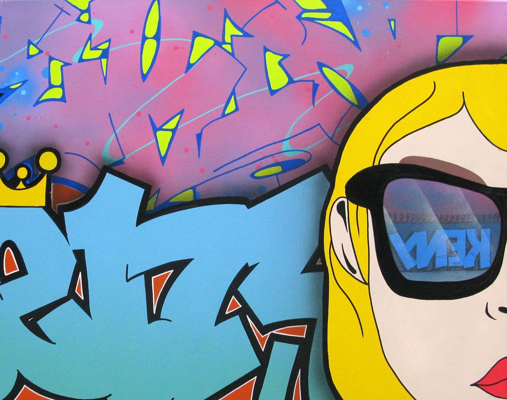 Tableau de KENY a pour titre  GIRLZ style graffiti, street pop art dim : KENYprix:700
