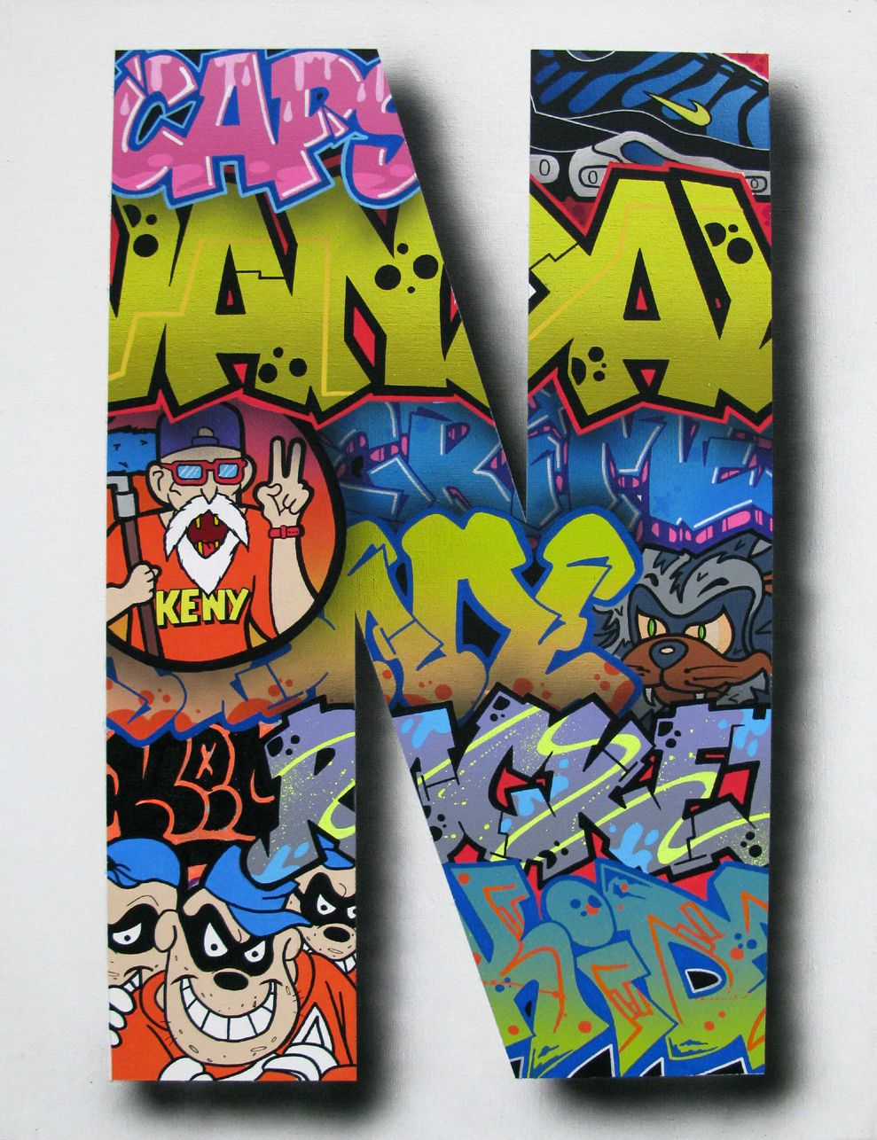 Tableau de KENY a pour titre  N style graffiti, street art dim : KENYprix:450
