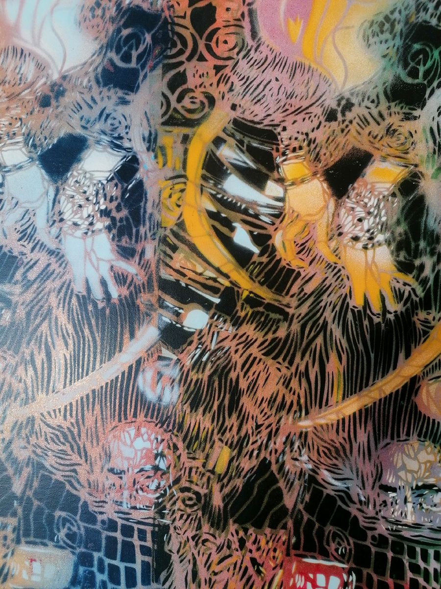 Tableau de ARTISTE OUVRIER a pour titre  KLIMT WARHOL style figuratif dim : ARTISTE OUVRIERprix:2000