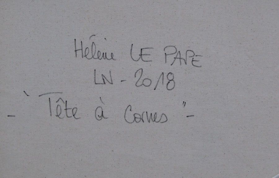 Tableau de LN LE PAPE a pour titre  LA TETE À CORNES style graphique dim : LN LE PAPEprix:600